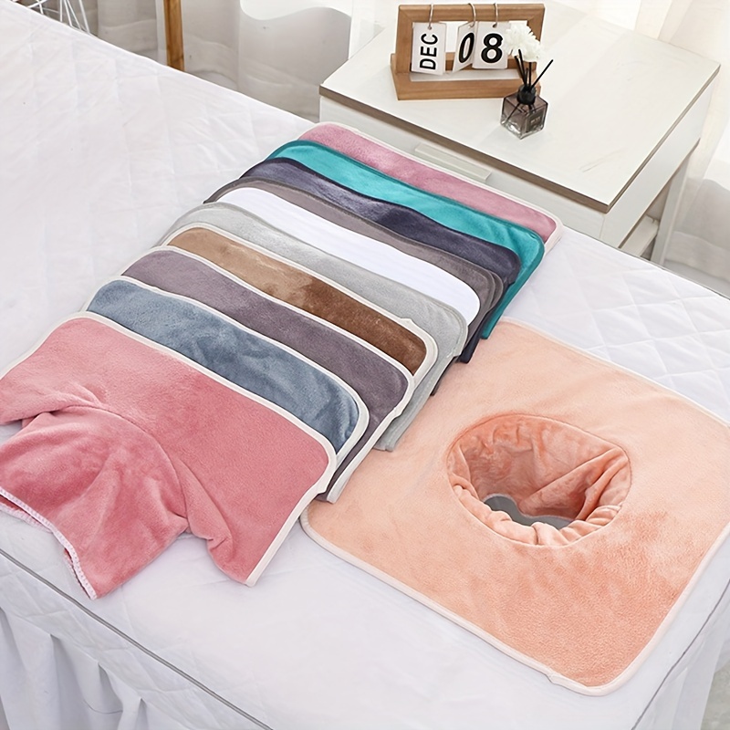 

1pc Beauty Spa Massage Face Towel With Face Breathe Hole Soft Massage Bedspread Towel Hole Towel Cloth