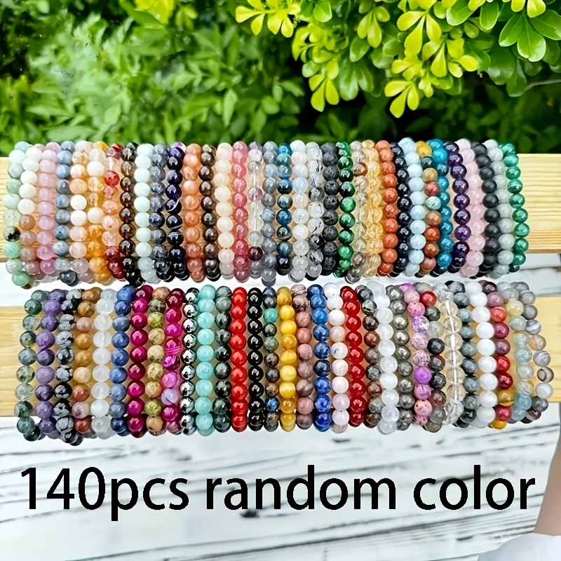 TEMU 140pcs Pack Bohemian Glass Bead Bracelets With Flower Charm & Elastic Adjustable Wristbands - Handmade Suitable For Wedding, Holiday Gifts,