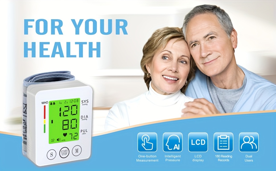   kun wrist   automatic wrist bp monitor talking blood pressure cuff for home use adjustable cuffs for adult electronic digital large lcd display with battery and carrying case Product details 0