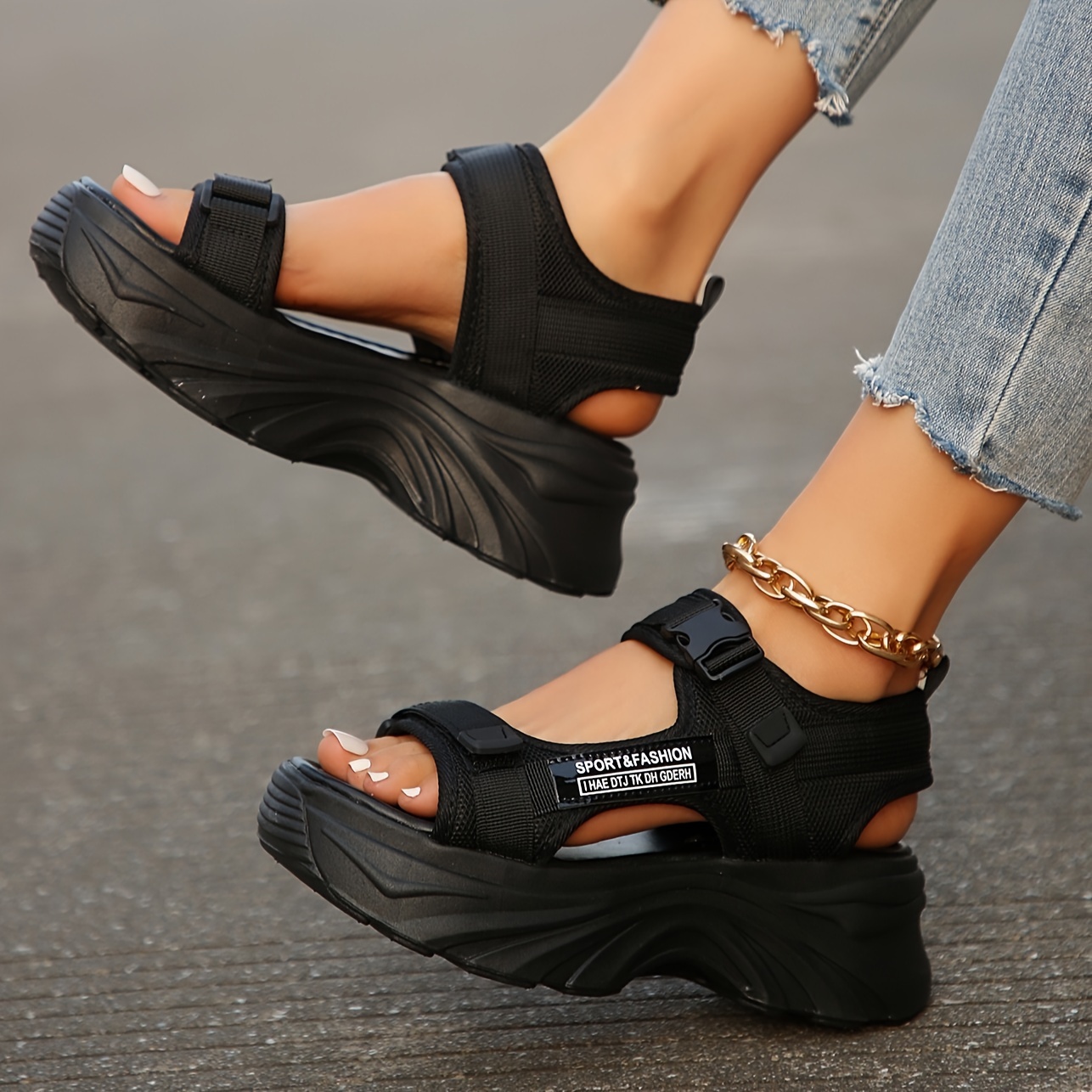 

Women's Sports Sandals, Mesh Fabric, Chunky Sole, Adjustable Straps, Stylish Summer Outdoor Shoes
