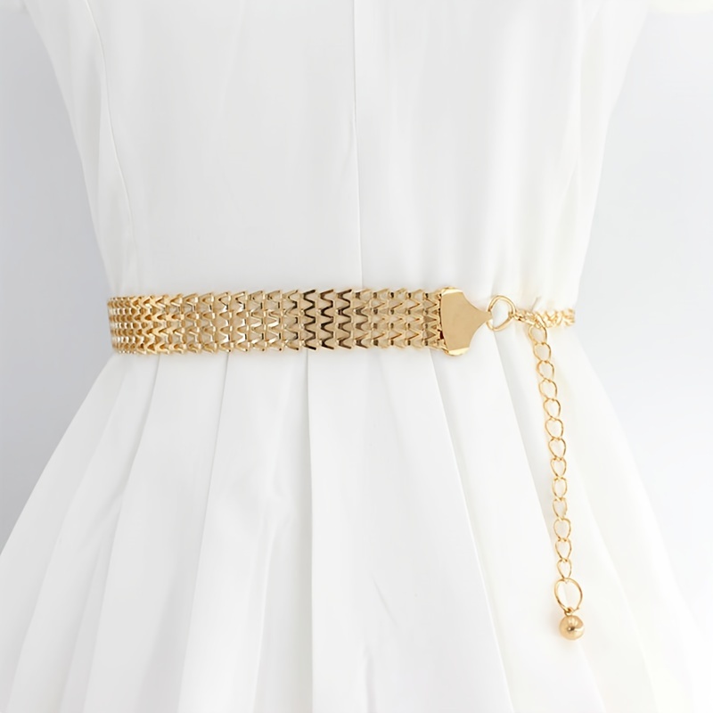 

Vintage Casual Golden-tone Metal Waist Chain Belt For Women - Elegant Dress Accessory With Dangling Sphere Detail, Versatile For Evening, Party, College, And Daily Wear - 1 Piece