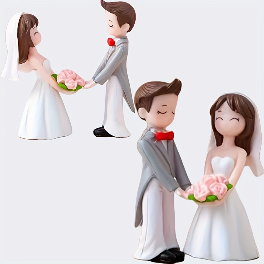4pcs / Of Bride And Groom Micro-landscape Diy Girly Ornaments, Anniversary Party Decoration, Table Decorations Romantic Gifts For Home And Car