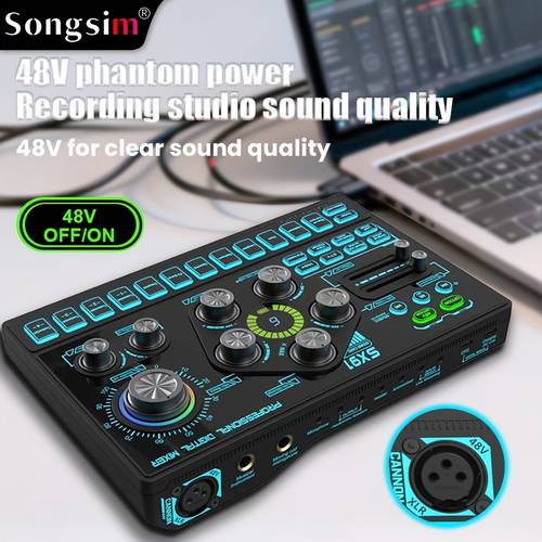 console di miscelazione professionale live, mixer audio, mixer pz rgb, interfaccia microfono xlr, , del volume, silenziamento a una chiave, 48v, adatta per podcasting/registrazione/ /voce di gioco e
