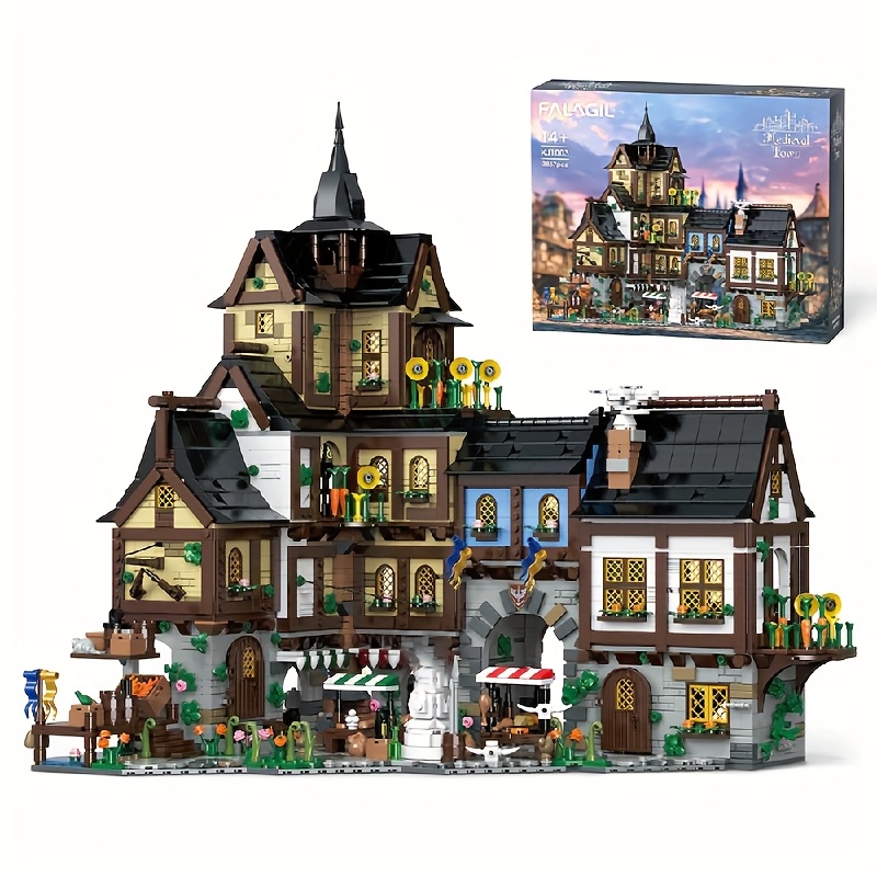 TEMU Avec Boîte d'Origine 3867-PCS Décoration d'Intérieur Ville Médiévale Fantaisie de Construction Modèle d' pour Cadeau de Noël Halloween