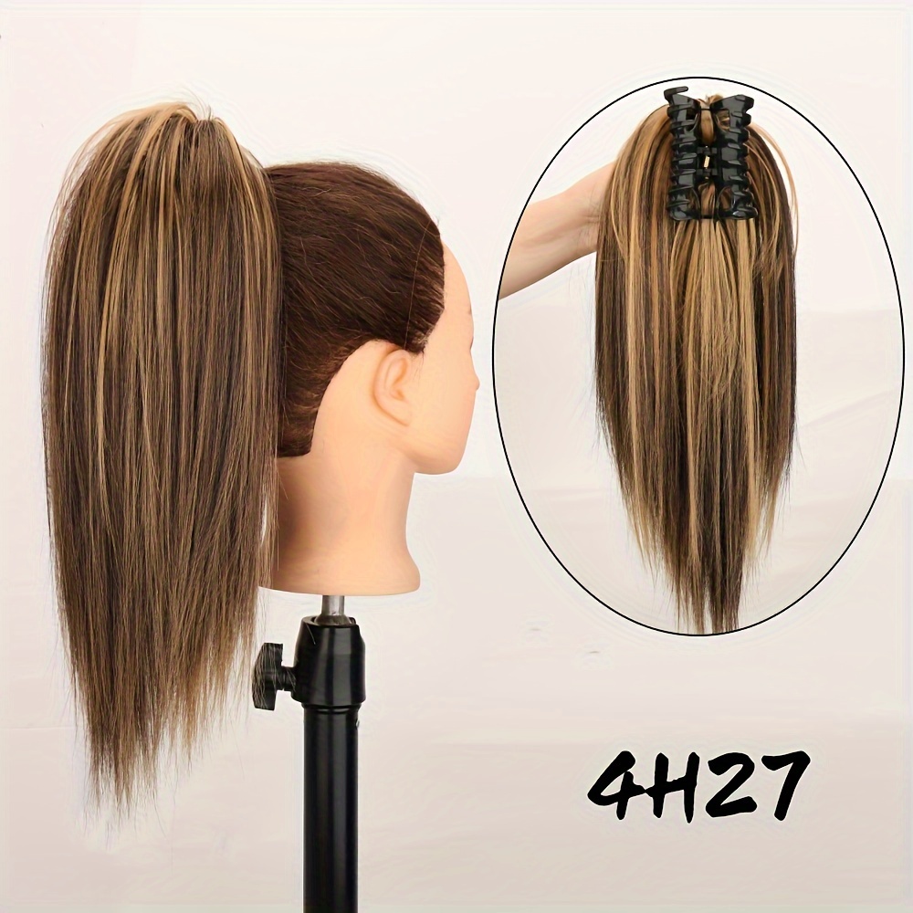 Image of Medium Length Straight Ponytail Synthetic -resistant Straight Ponytail Extension With False Clip Hair Extension For Women And Girls Hair Accessories Halloween