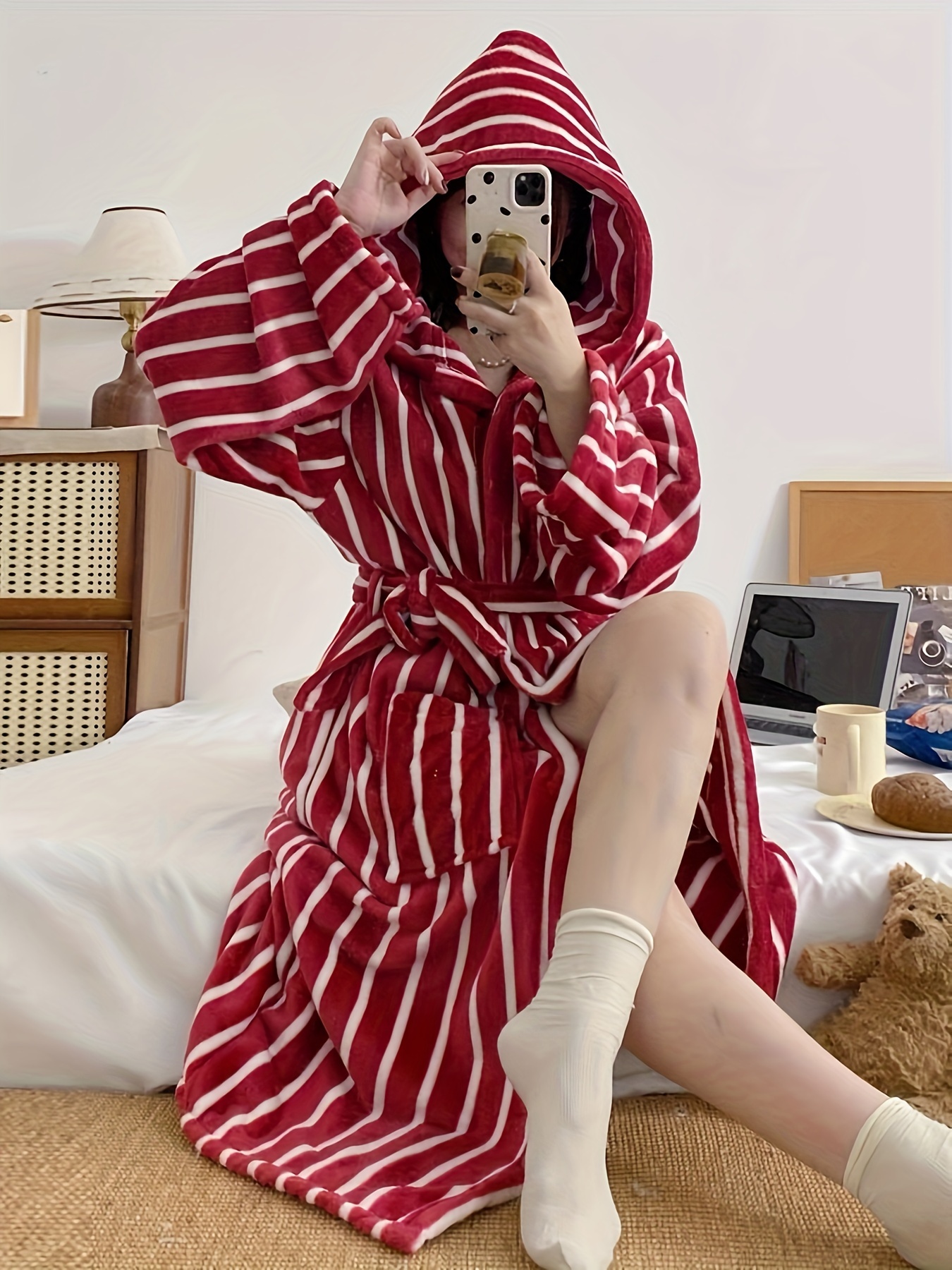 roupão com de fleece coral aconchegante para mulheres - Temu Brazil