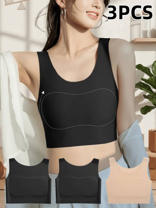 large breasts smaller womens chest binder underwear 3pcs set spring and summer thin seamless high elastic close fitting non curling breast reduction cup anti expansion vest