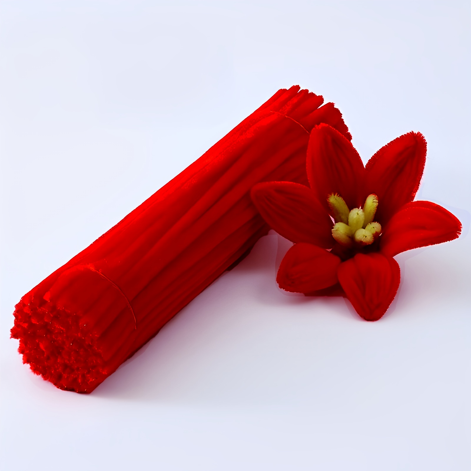 TEMU 99/299 stuks Rode Pipe Cleaners Knutselen, 6 Gemengde Kleuren Rode Pipe Cleaners voor Knutselen, Kerst Knutsel Pipe Cleaners, Chenille Stengels