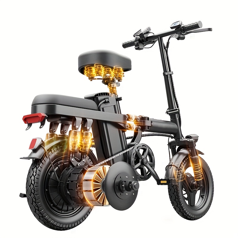 TEMU 500w Motor Adult Electric Folding Bike With 16 Levels Of Suspension, 48v 15ah Battery, Range, By Zuobiaoling