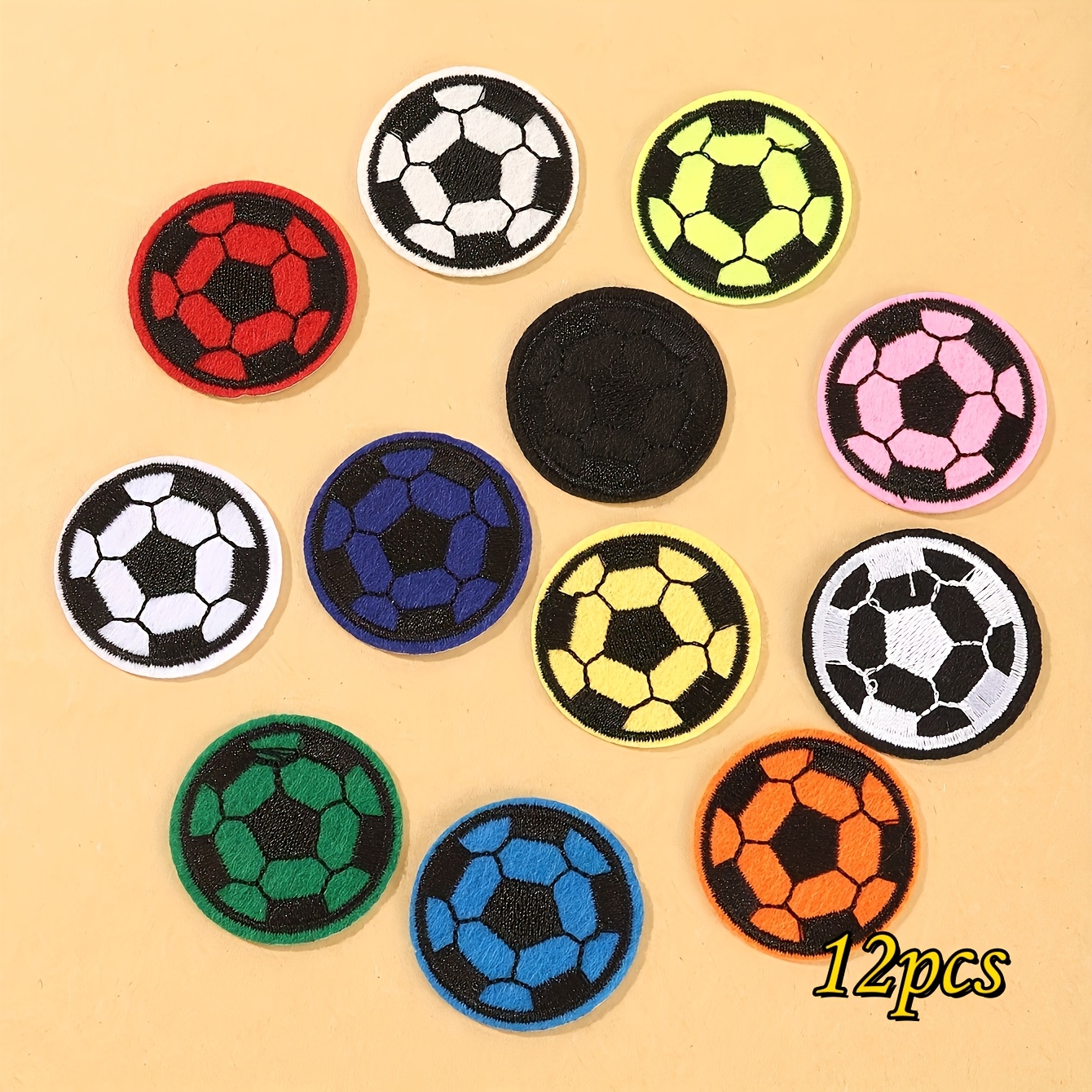 12/24/36 kosov, naključne barve, nogometni likalni robovi, šivani robovi, izvrstni športni vezeni robovi za oblačila, okras nahrbtnika in