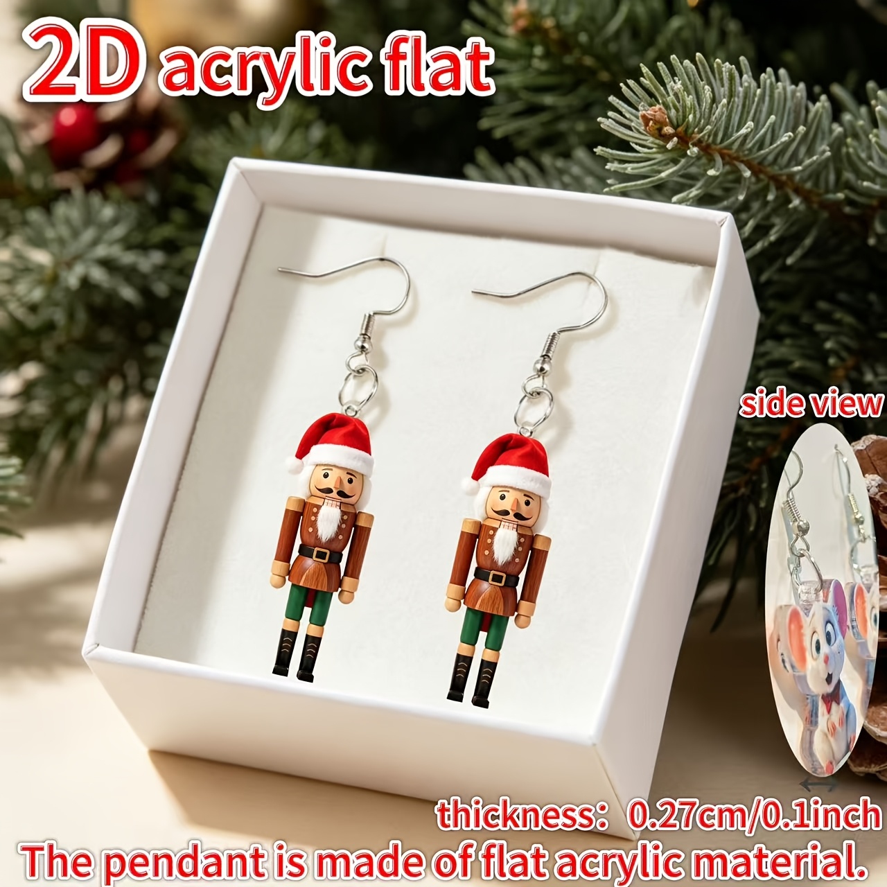 Fun 2026 Christmas Nutcracker Acrylic Drop Earrings
