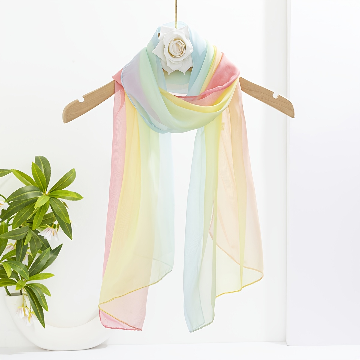 TEMU 1pc Gradient Color Scarf For Women, Shawl, Thin Versatile Long Georgette Scarf For