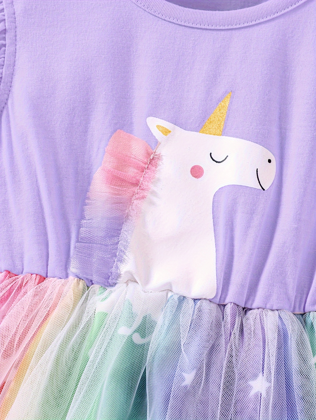 Toddler Girls Cartoon Unicorn Sleeveless Round Neck - Temu