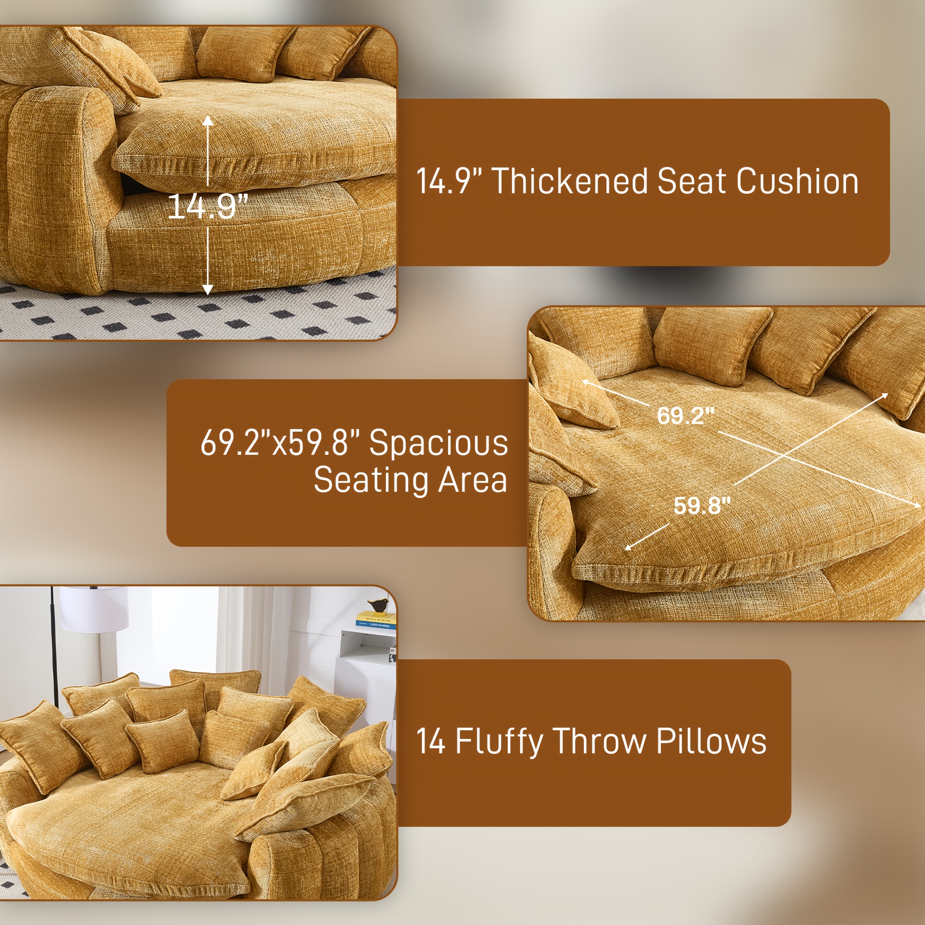 [Fluffy Lazy Bean Bag Sofa] Oversized 81.1