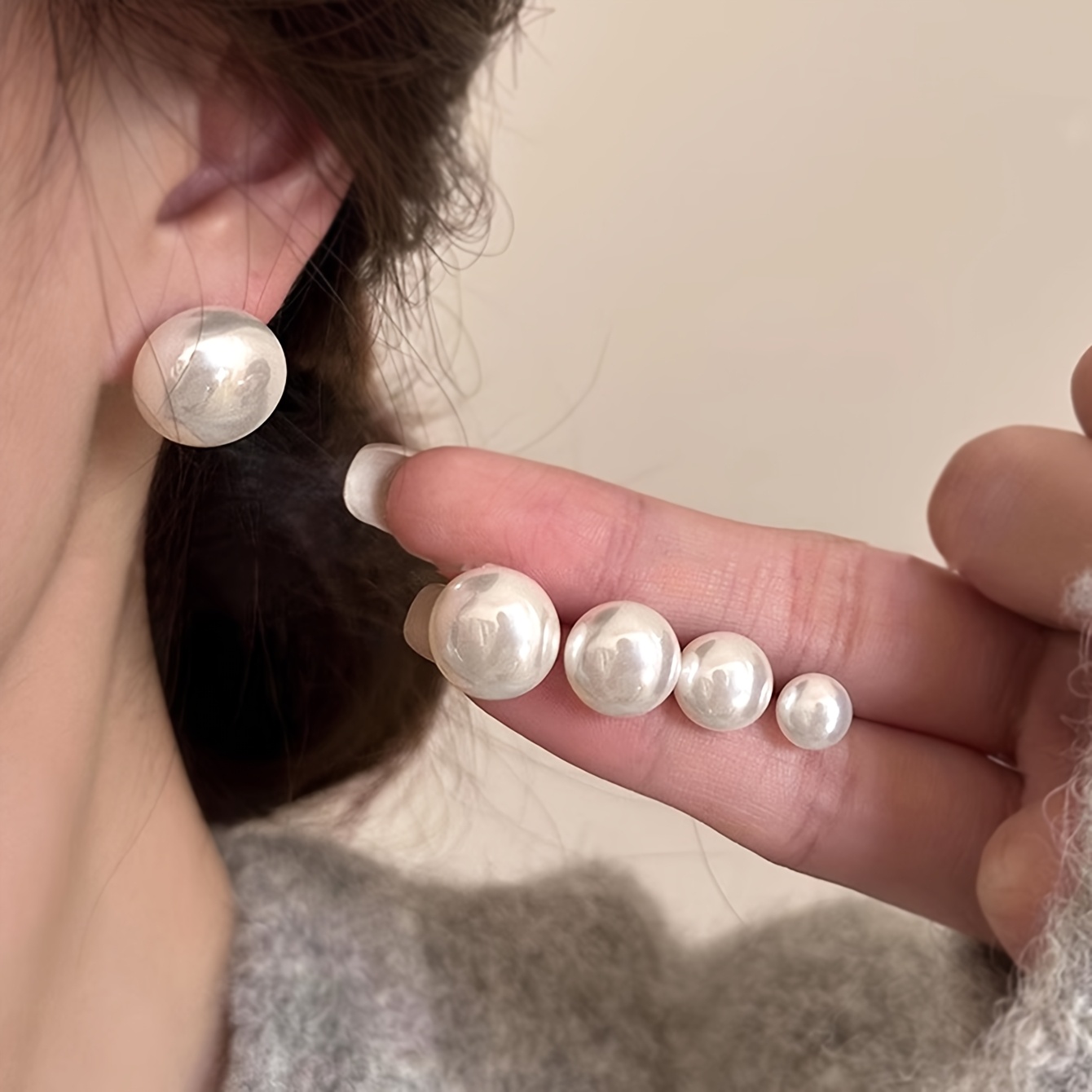 Milky White Mantou Bead Earrings Set, 5 Pairs