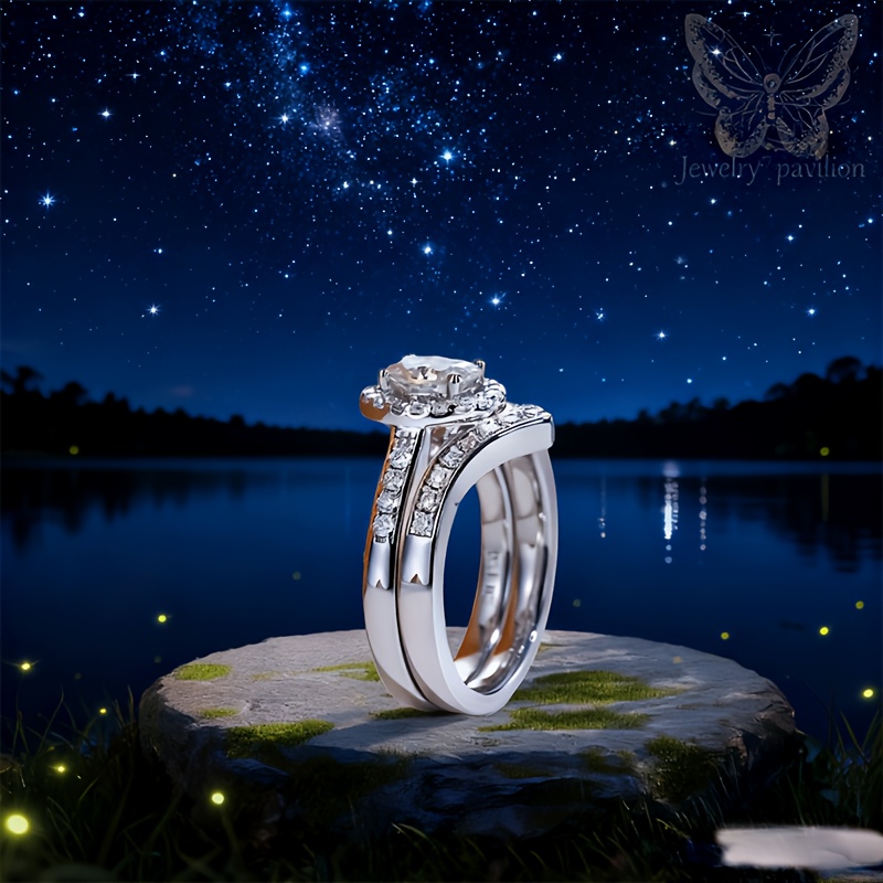 S925 Silver Ring Set with 1.5-Carat Oval Moissanite, Elegant Design