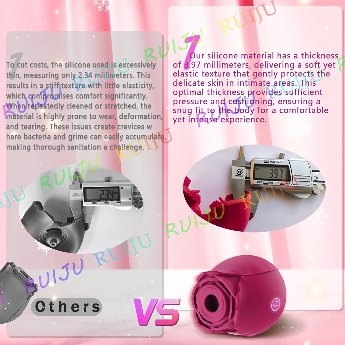 Rose Toy Dildo Vibrator: 3-in-1 Rose Sexual Stimulator, Suitable for Women, with 10 Suction and Thrusting Dildo G-Spot Vibrator - Adult Couples Toy, Valentine's Day Gift