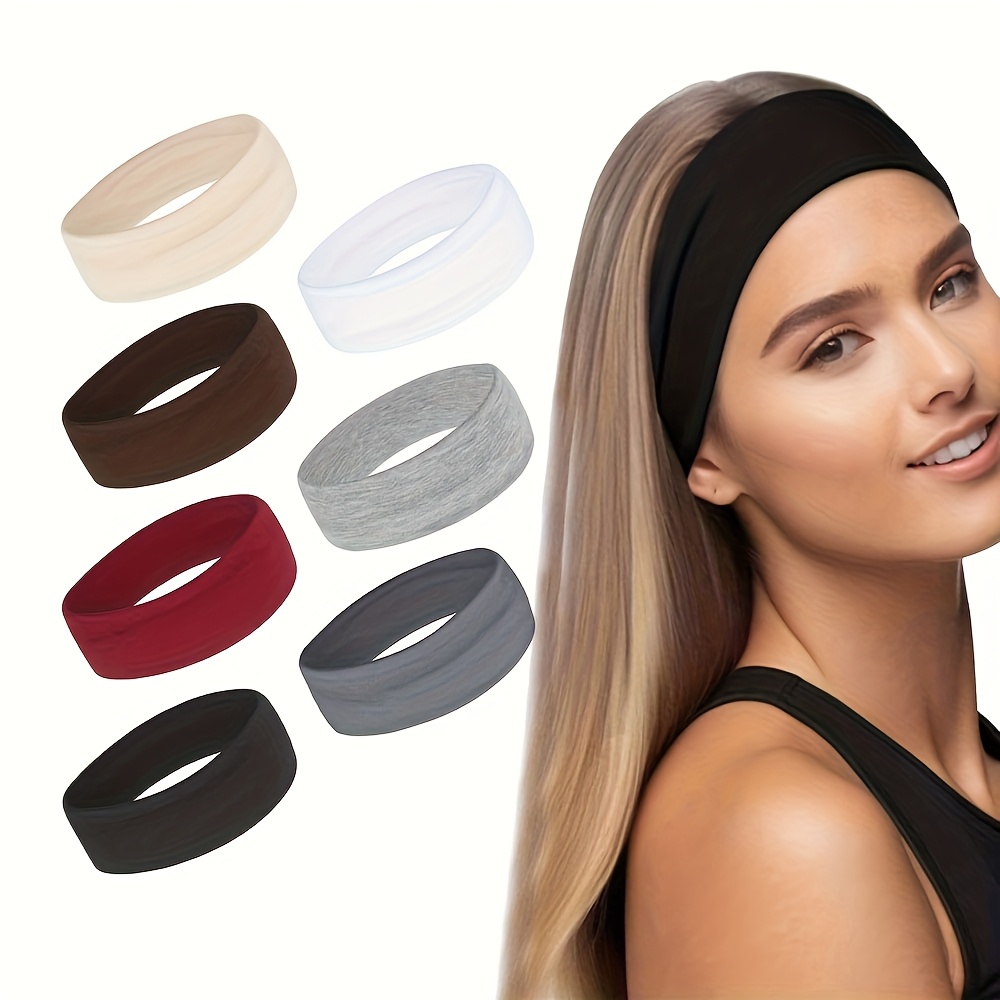 TEMU Women's Non-slip Elastic Multicolor Soft Headbands - Solid Color Stretchable Hair Bands For Running, Tennis, Gym, Yoga - Fit Workout Hair For School, & Outdoor ()