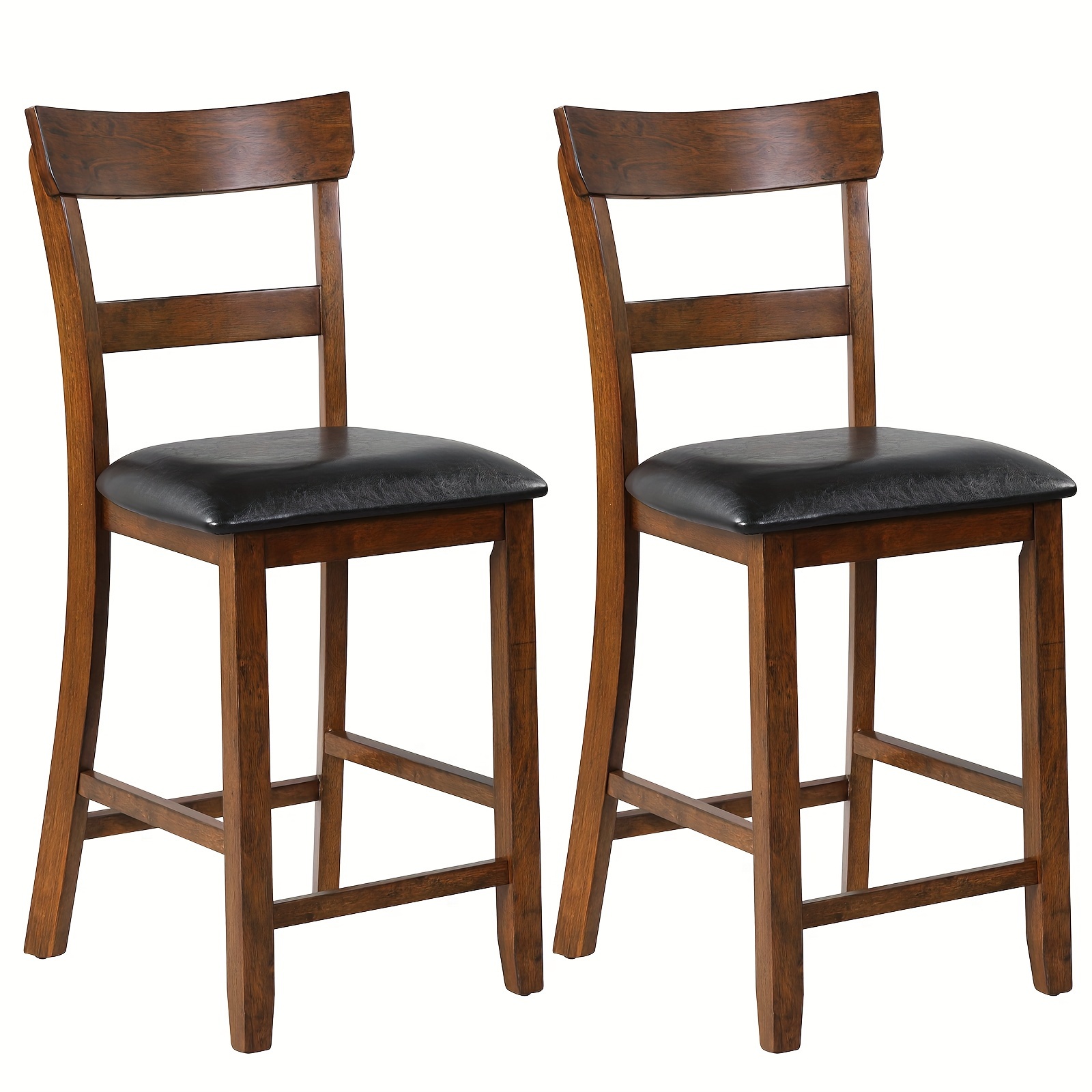 TEMU Set Of 2 Counter-height Bar Stools, Featuring 25.5" Solid Wood High Dining Chairs With Cushions, Designed For Kitchens, Restaurants, And Bars,