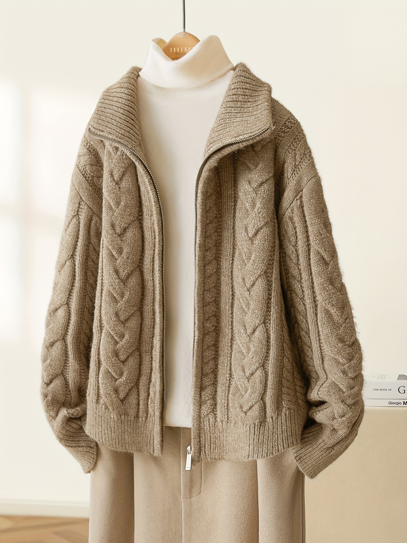 cable knit zip up cardigan sold on Temu United States cable knit zip up cardigan sold on Temu United States