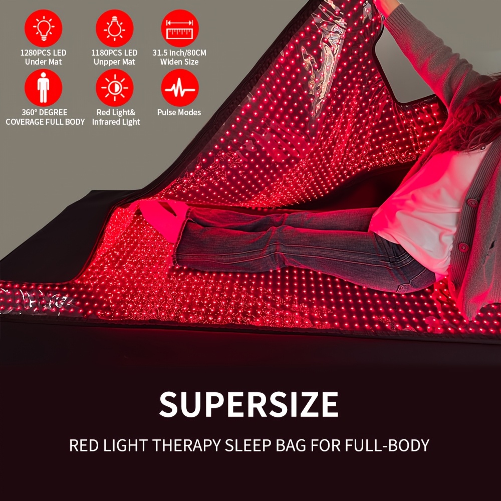 large red light blanket 2520 leds infrared red light sleep bag for full body   relieve joint or back red light mat 660 850nm wavelengths 71  32in local warehouse Product details 4