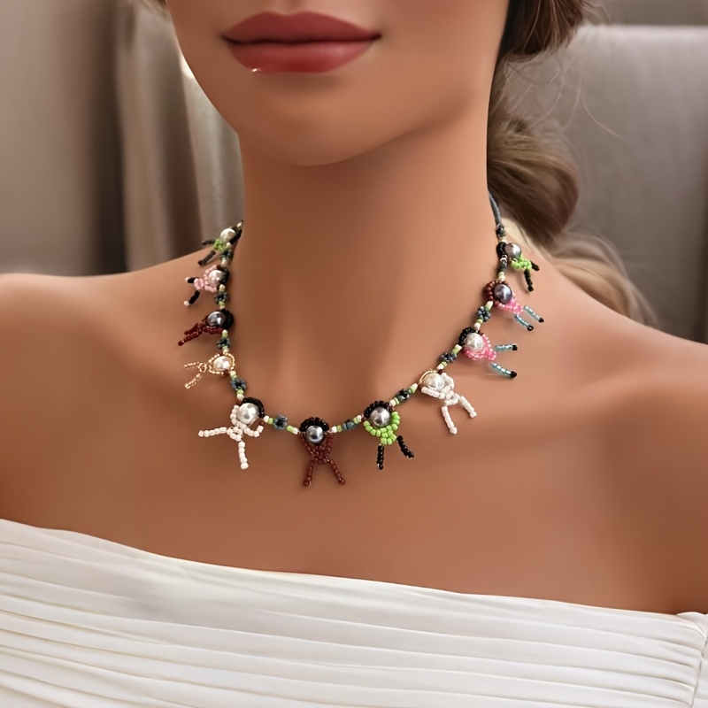Boho Style Beaded Necklace with Freshwater Pearls