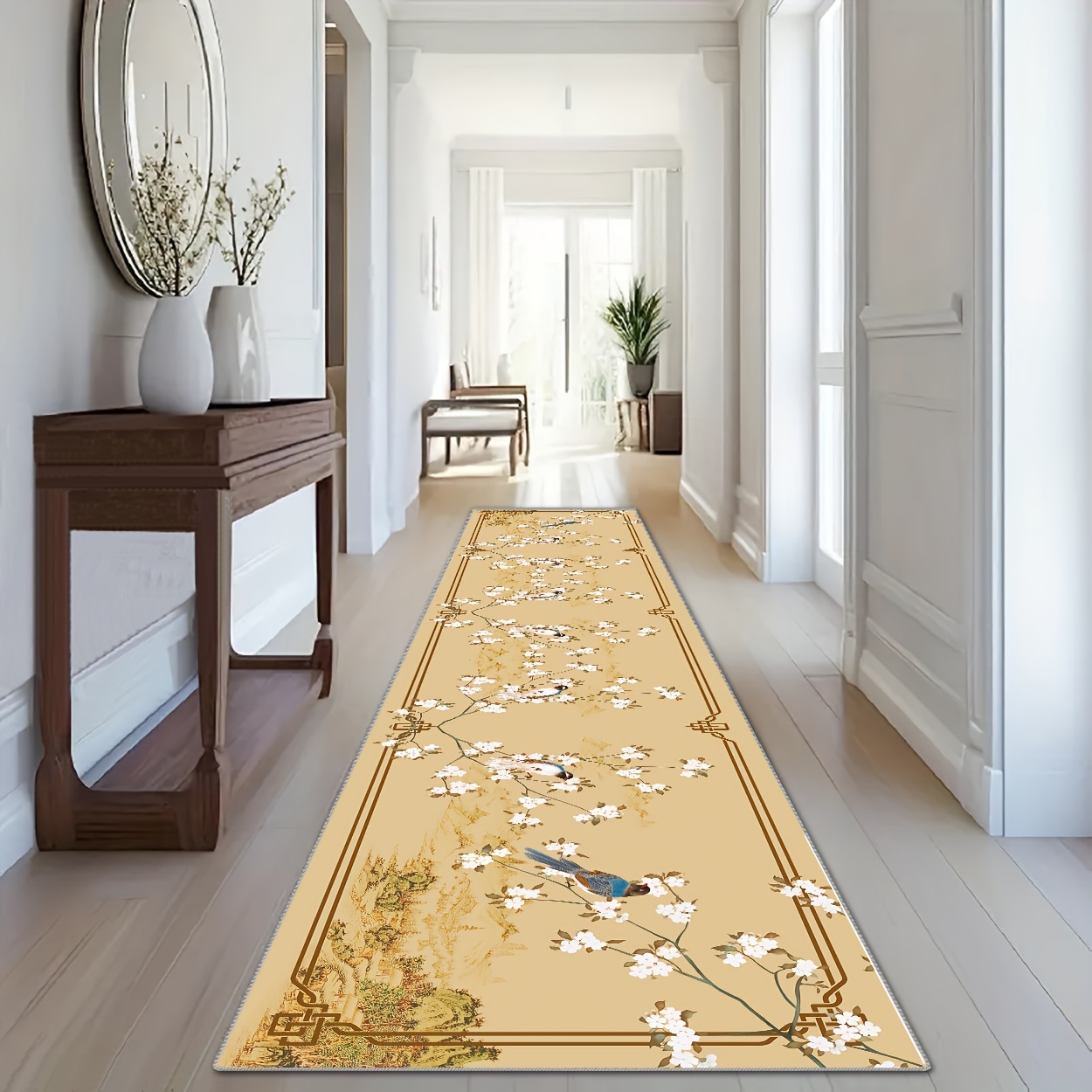 

1pc, Chinese Style Indoor Mat, Crystal Velvet Area Rug, Non-slip Corridor Floor Carpet, Home Decor, Room Decor, Home Kitchen Items