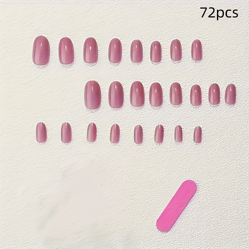 TEMU 72pcs Short French Sweet And Simple Nude Nail Sticker Set - Suitable For Music Festival Party Party Wear - Options For And Nail File
