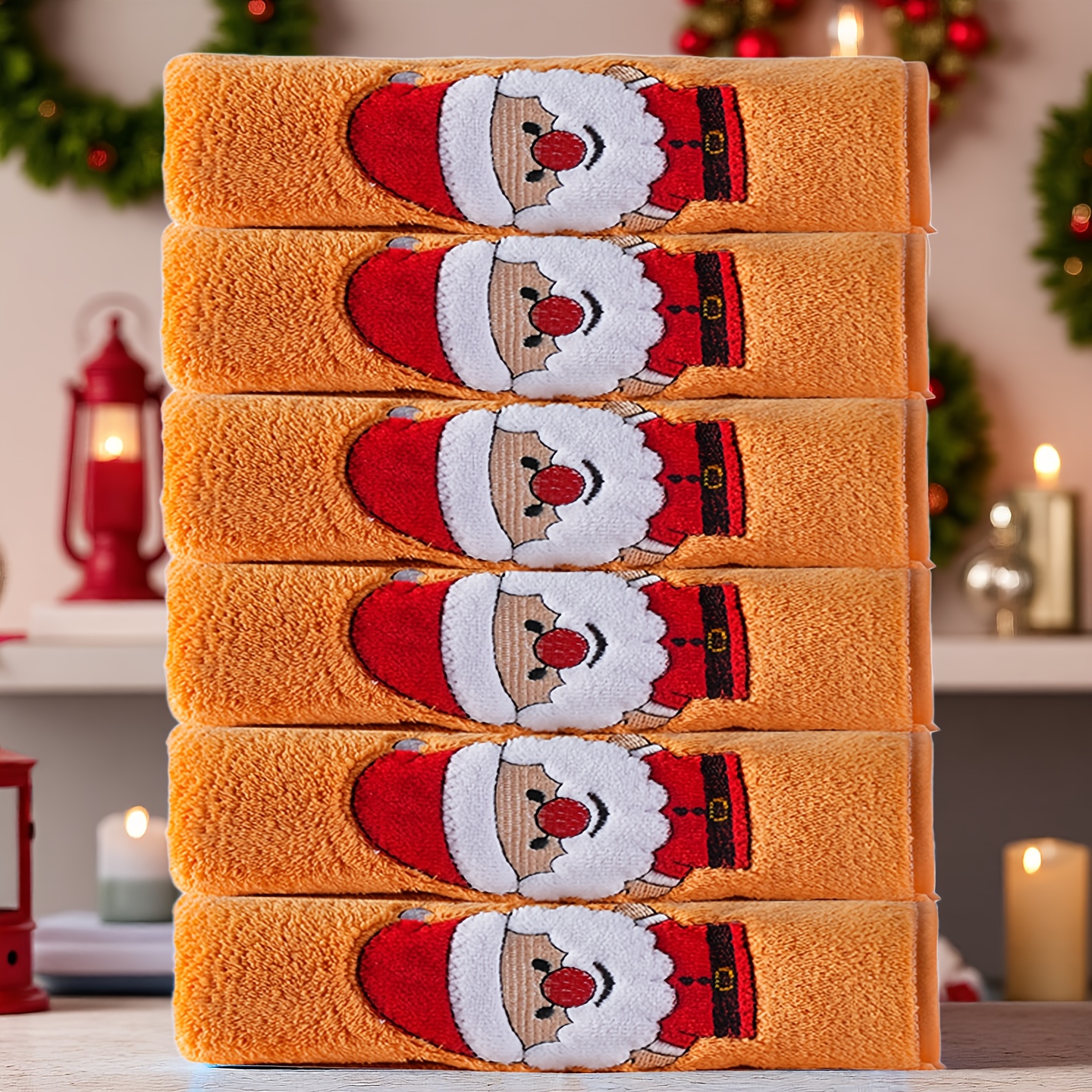 6pcs Christmas Towel Set, Hand Towels, 42-70cm, 6pcs Hand Towel Set, Ultra Soft and Thick, Quick Drying, Ideal Bathroom Supplies Suitable for Home Bathrooms, Santa Claus, Christmas Tree, Christmas Deer, Wash Cloths