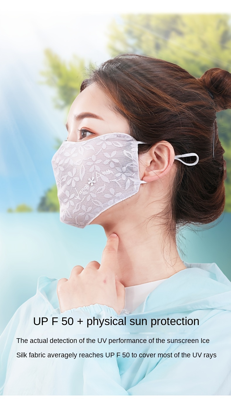 1/2/3/4/5pcs Sun Protection Mask For Women UV Protection Breathable Summer Thin Ice Silk Eye Protection Face Mask For Women details 1