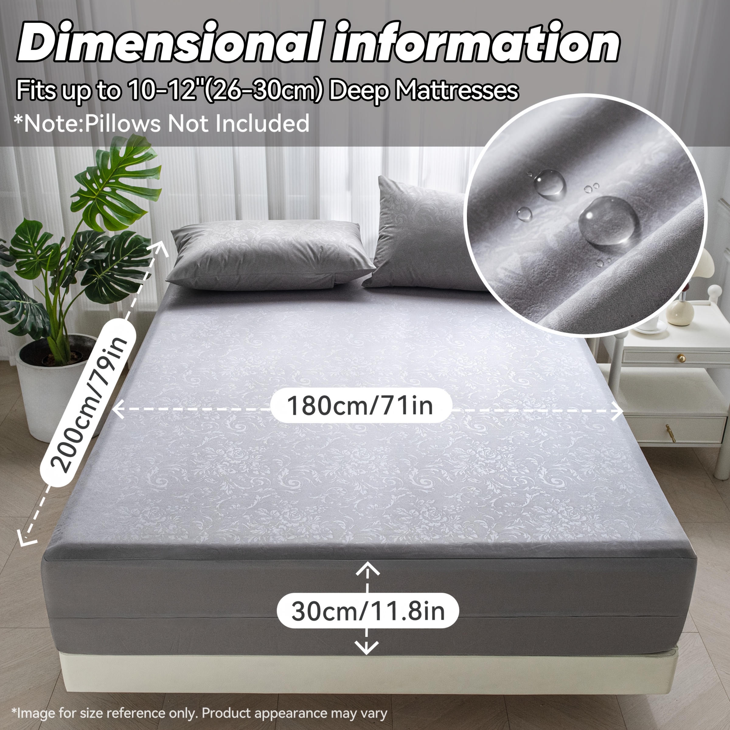 TEMU A Zippered Mattress Cover 100% Waterproof, Fully Encasing The Mattress On All 6 Sides, Featuring A Luxurious Pattern For Dust And Liquid
