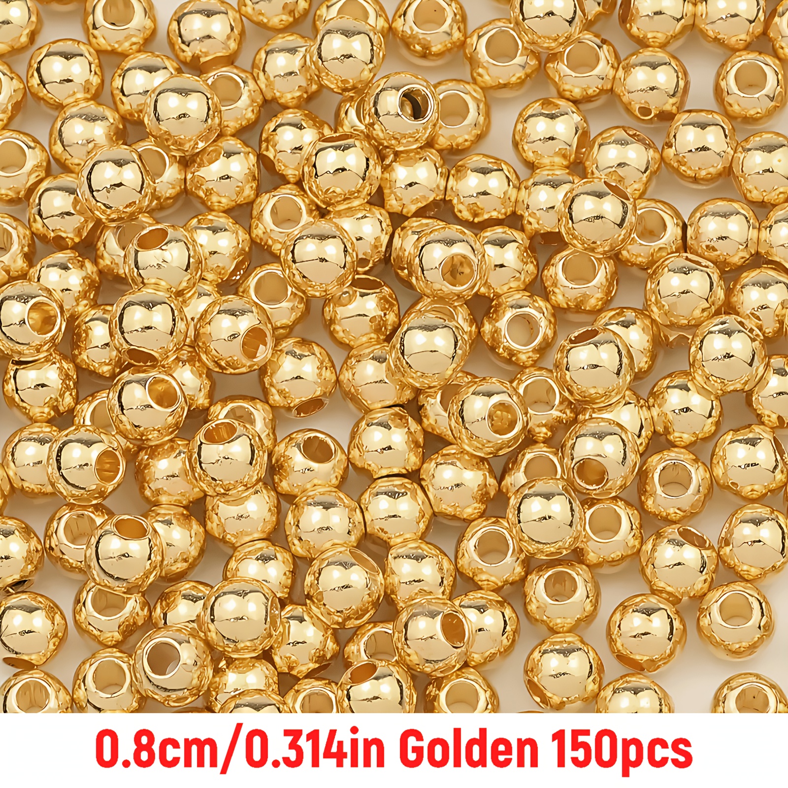 TEMU 150pcs 8mm Electroplated Golden, Silvery, And Random Mixed Color Acrylic Round Beads Necklace Additions Handmade Materials