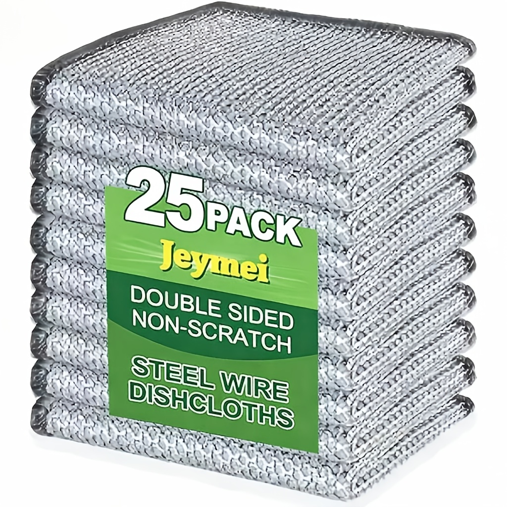 TEMU 15/25 piezas de paño de cocina de alambre, extragrande de 7.87" x 7.87", paño de limpieza de malla de capa con , estropajo no rayante para