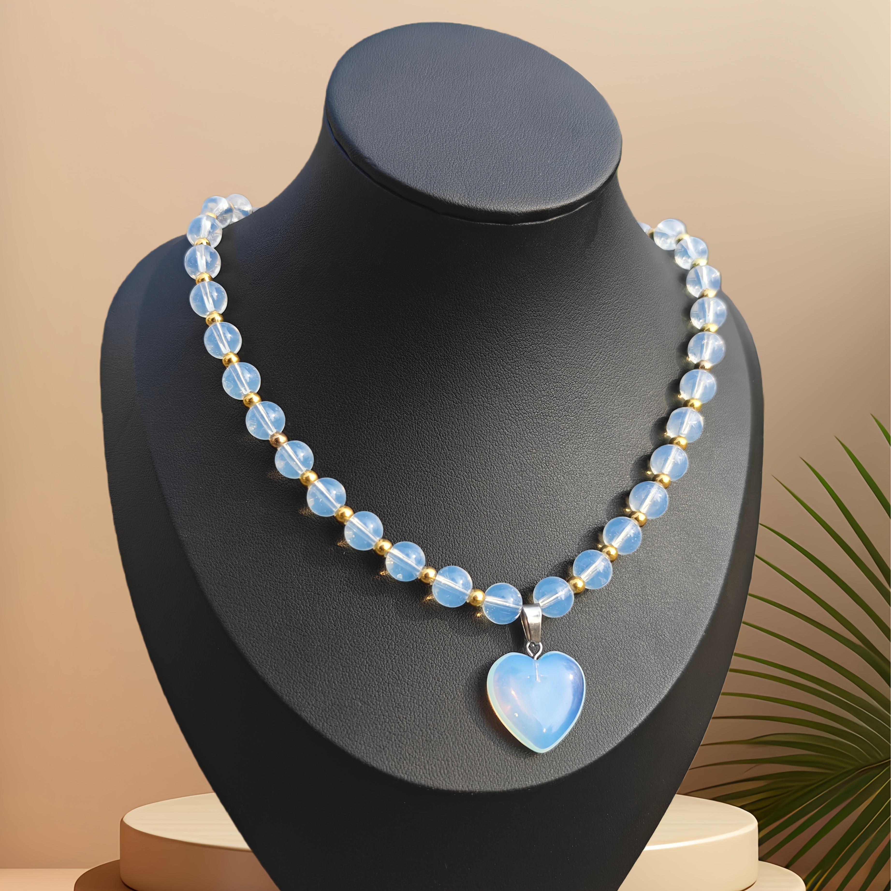 E-shop Balance Halskette, Äthiopischer Opal Herzförmiger Anhänger Halskette, Helft bei der Erhaltung der emotionalen Balance, Retro Style Modeartikel,