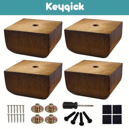 2 inch square sofa 2 inch wooden furniture replacement leg 4pcs set dark brown varnish color bread