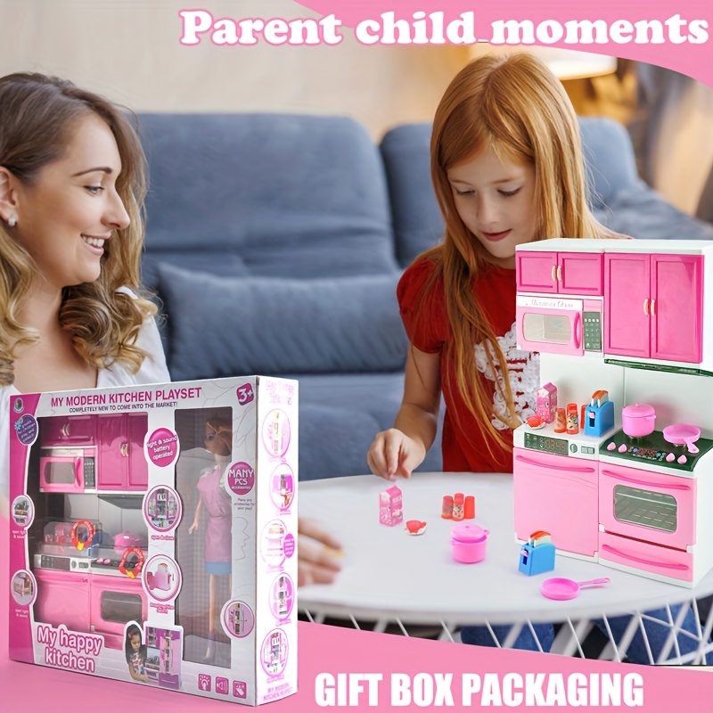 juego de cocina infantil con utensilios en miniatura simulados