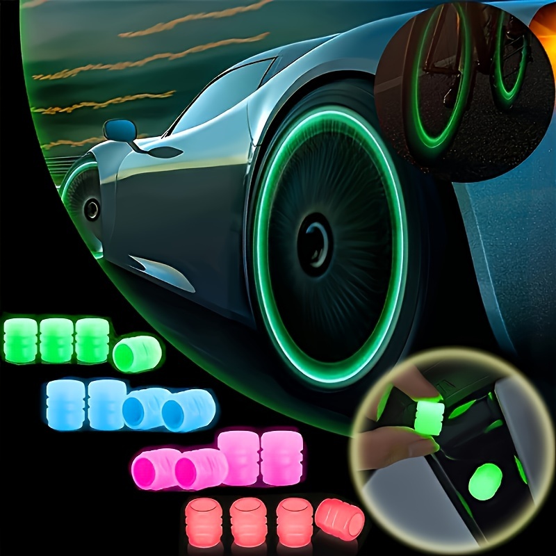 

16-piece Set Of Glow-in-the-dark Tire Valve Caps - Uv Reactive, Dust-proof Valve Caps For Cars, Motorcycles And Bicycles