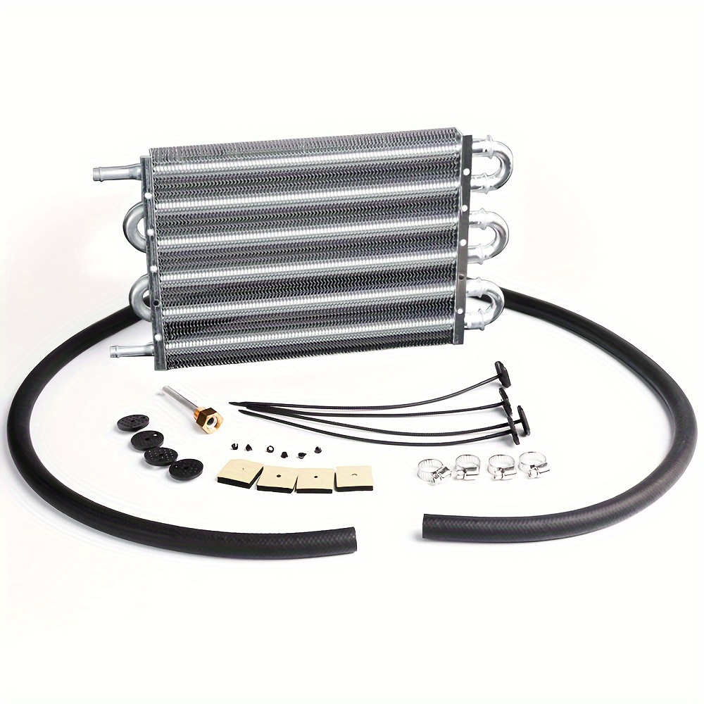 TEMU 6 Row An6 Aluminum Engine Transmission Cooler With Mounting Kit Silvery, For Universal Car Truck Trans Full