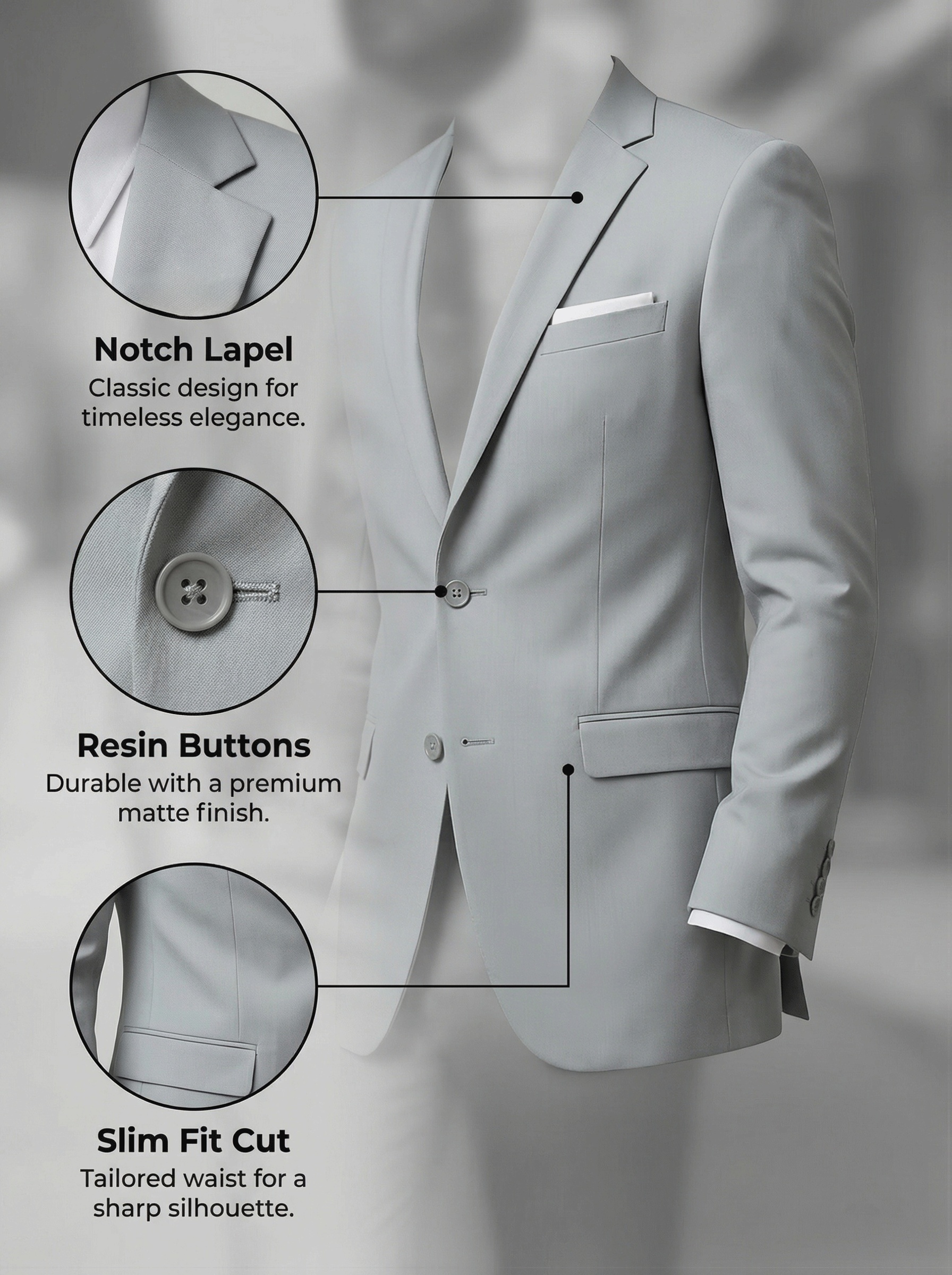 Ensemble 3 pièces pour homme, Veste de costume + Gilet + Pantalon de costume, Élégant et de haute qualité, Idéal pour mariages, fêtes ou événements formels (Pochoir gratuit avec motif aléatoire)