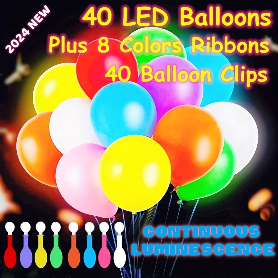

40pcs Led Glow Balloons, Mixed Color Flashing Party Lights Last 12-24 Hours, Glow In The Dark, Suitable For Parties, Birthdays, Wedding Decorations And Halloween Christmas, Easter Gift