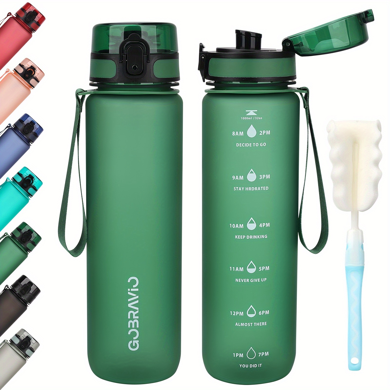 

1pc Bottle 1l, Sports Drink Bottle, Safety Water Bottle, Leak Proof, Bottle, With Time Marker, Perfect Gift