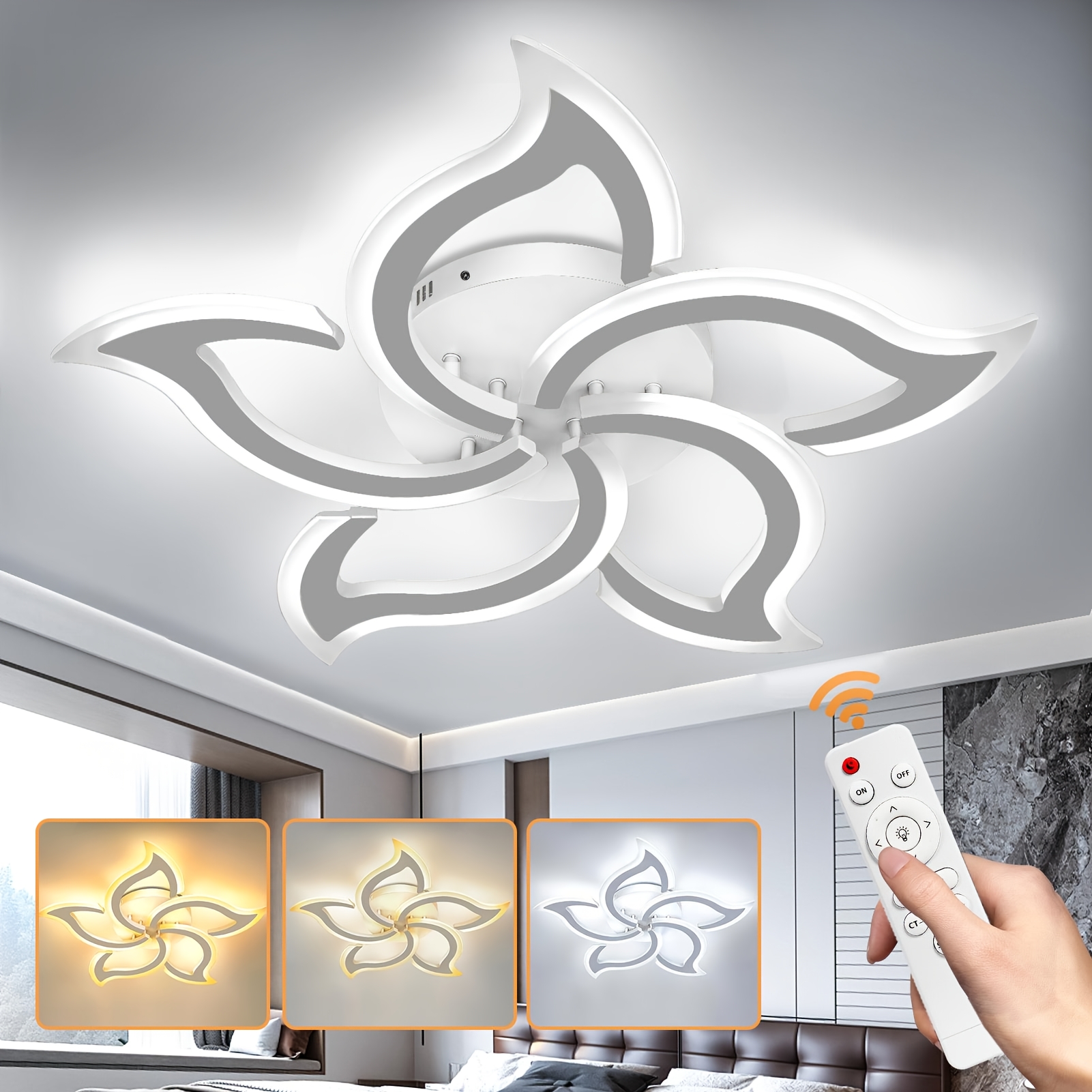 70w Led Ceiling Light Lamp With Remote, 3-color Adjustable Modern Chandelier Living Room Bedroom Pendant Light Modern Led Ceiling Light Fixture For Living Room, Bedroom, Kitchen, Hallway