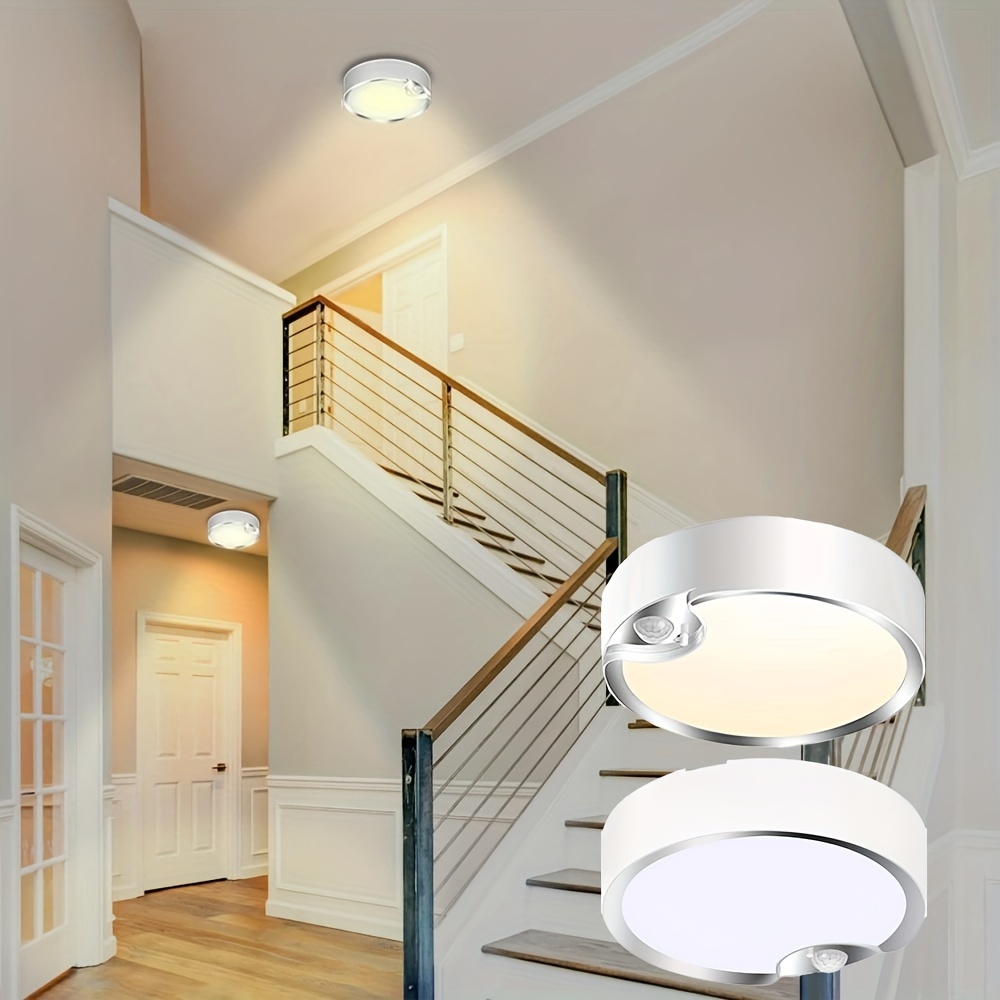 

Motion Sensor Ceiling Light Battery Operated Indoor/outdoor Led Ceiling Lights For Closet Hallway Pantry Laundry Stairs Garage Bathroom Shower Porch Shed Wall 400lm Motion Activated Light