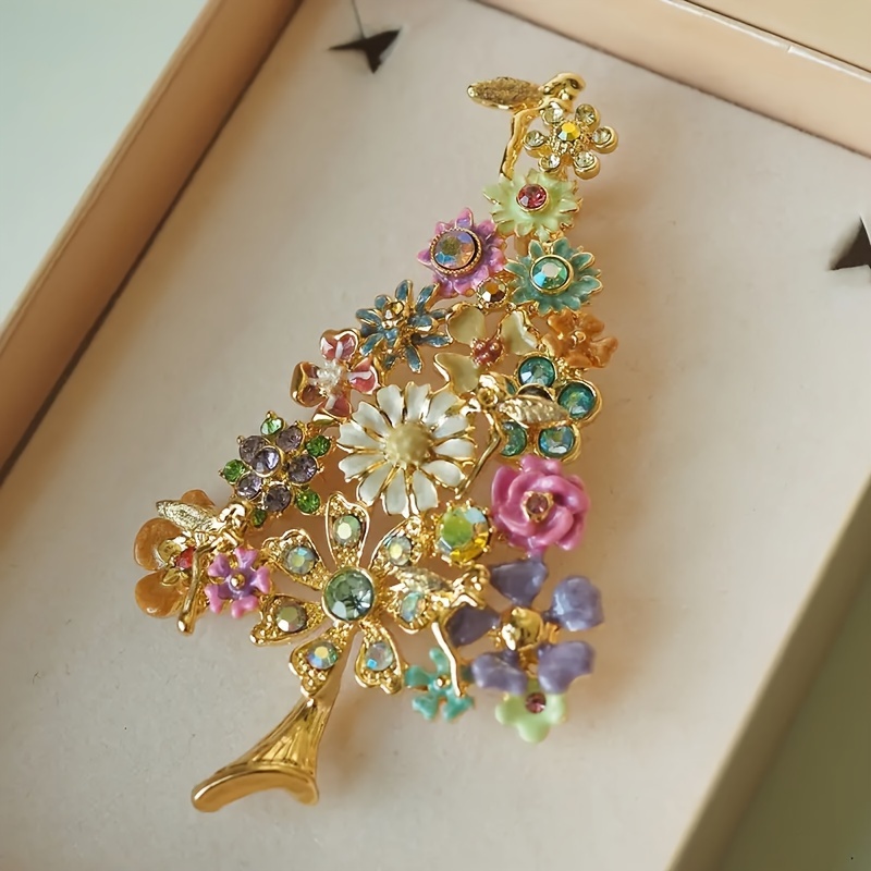 

Christmas Tree Brooch - Rhinestones, Alloy , For Parties, , And - Add A Touch Of To