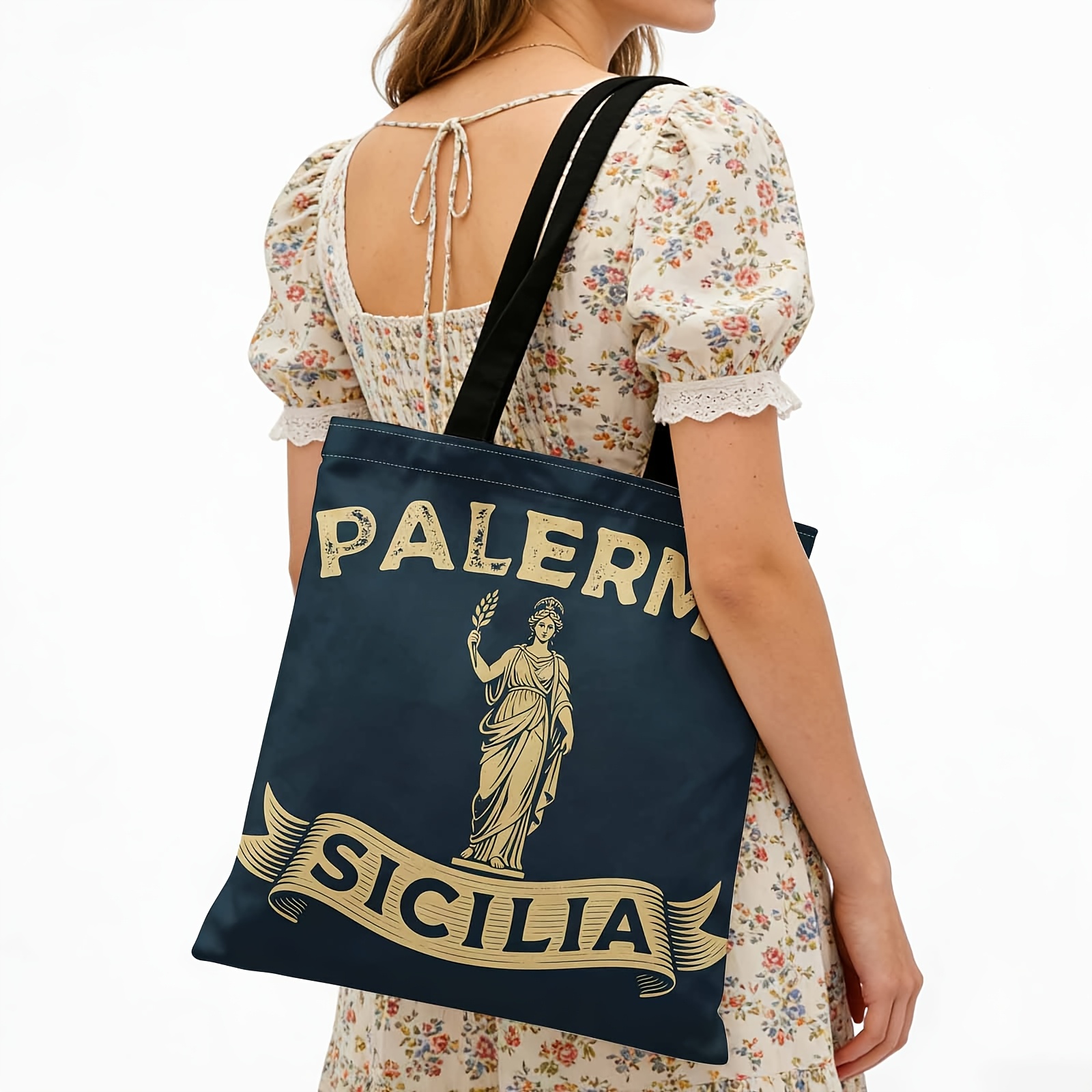 TEMU 1pc Shopper Bag, Bag, Solid Tote Bag, Reusable Fashionable Shopping Bag, Classical, , , Suitable For Daily Commuting, Shopping, Travel, Leisure,