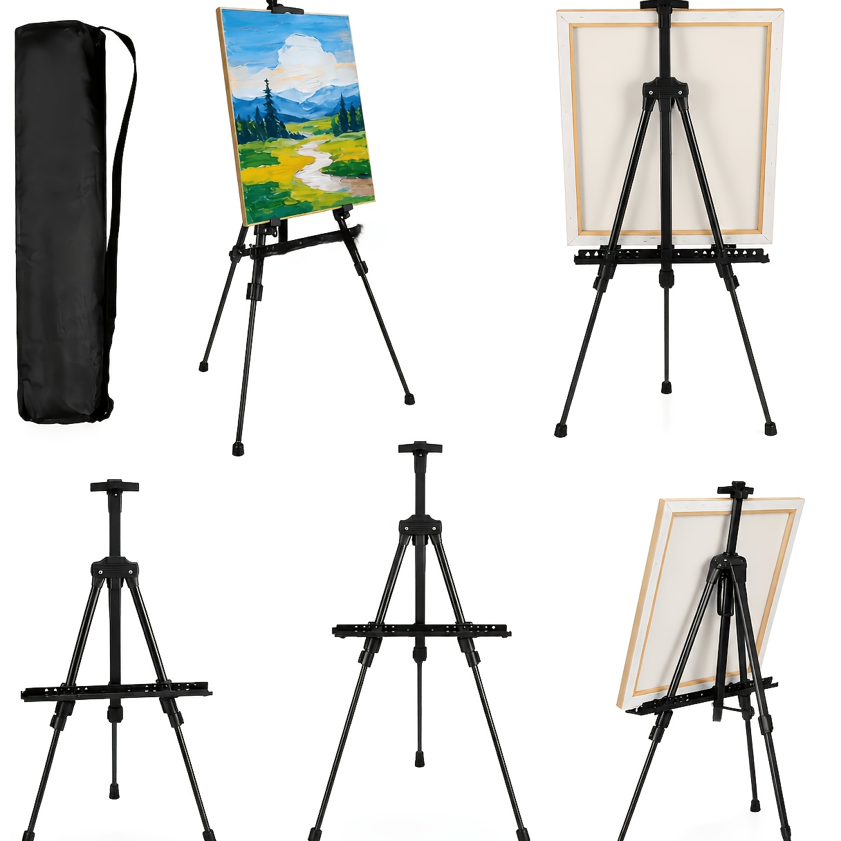 TEMU 66 Inch Adjustable Foldable Metal Display Stand - Portable Floor Holder, Multi-level Height Adjustment For Wedding Decor, Teaching, Art Displays