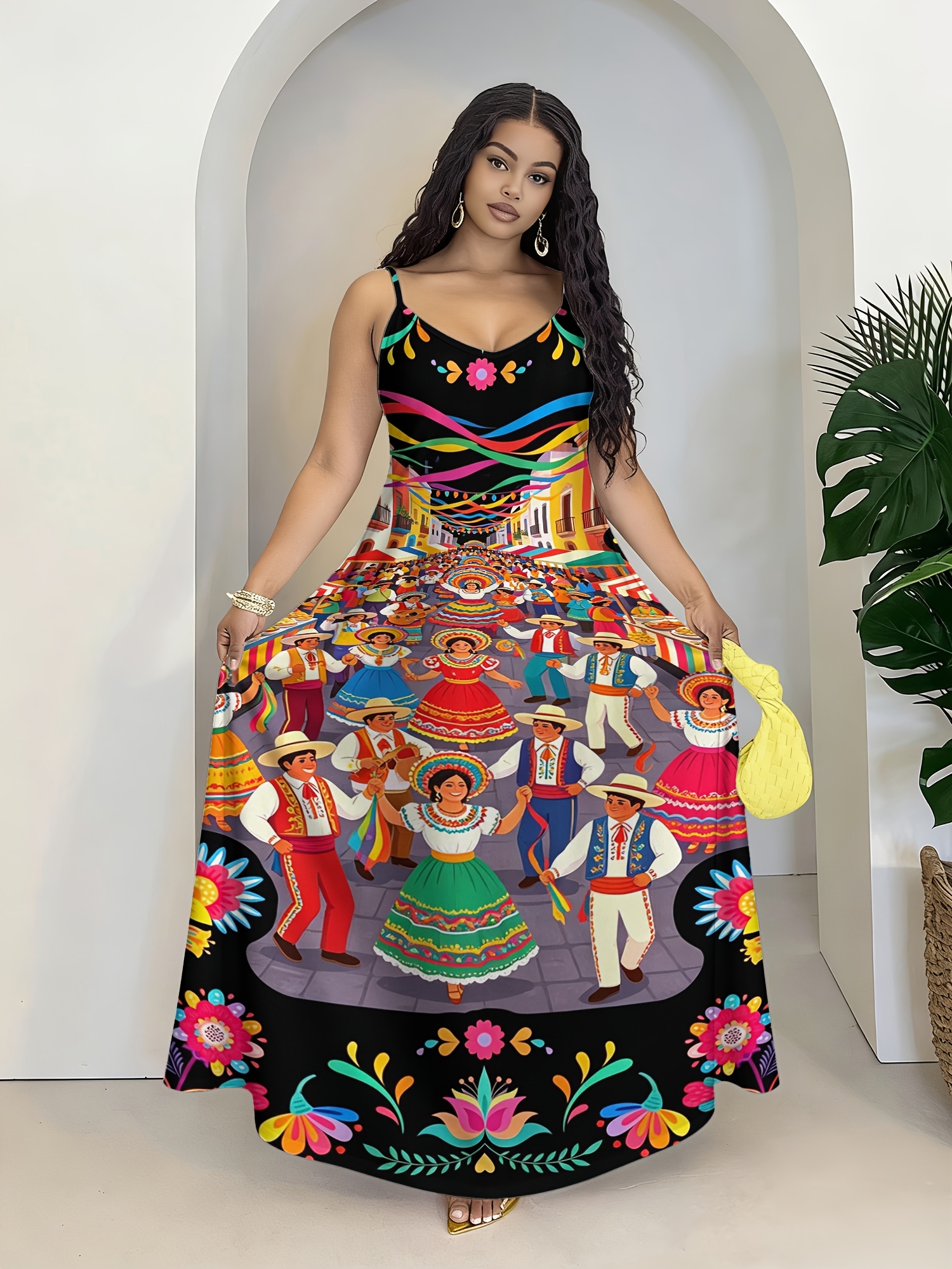 elegant mexican dress Black Puebla Party Dress