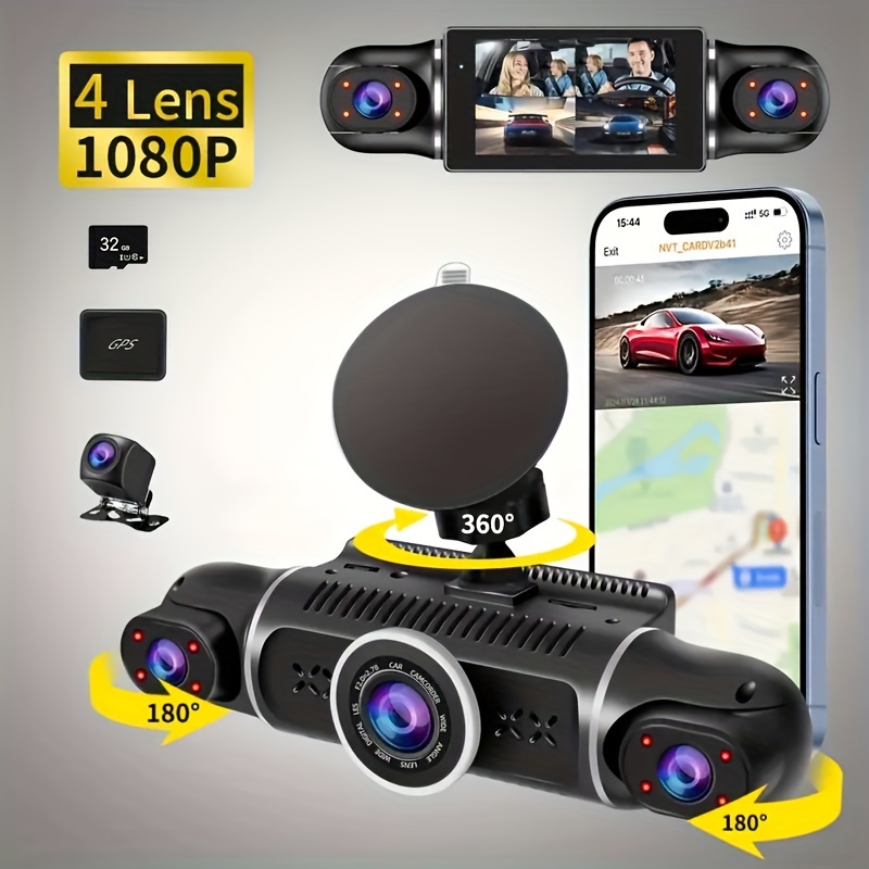 

4 Camera 4 Channel 360 Degree Car Dvr Car Recorder With Wififhd With Gps Location Wifi Cell Security Dash Camera Front And Reverse Parking Monitor Front Rear Inside
