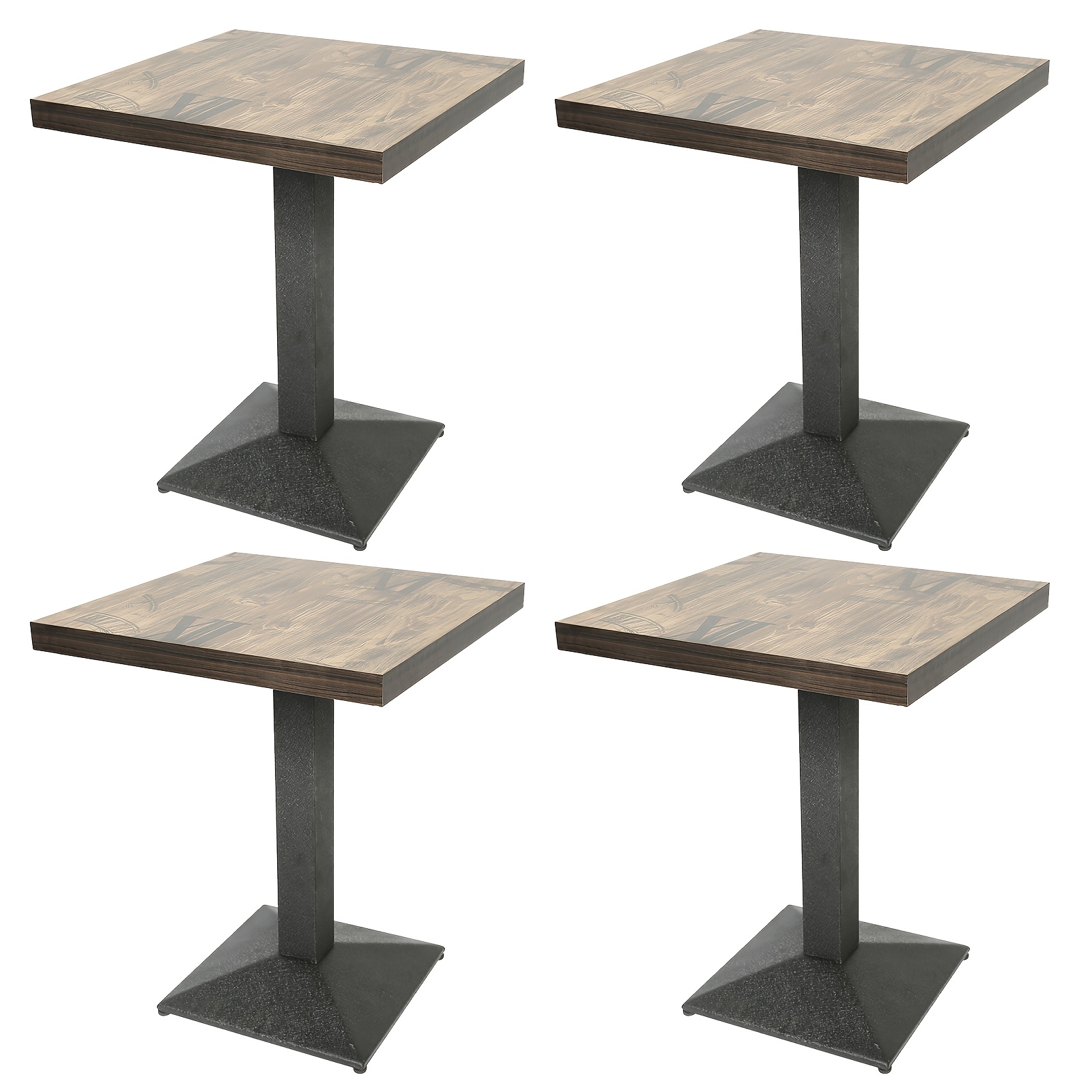 Image of The Commercial : 4-pack 75cm Bar Height Tables, 60x60cm Solid Wood Top With Black Metal Frame, Durable Indoor Bistro Tables For Noodle Shops, Cafes And Dessert Stores