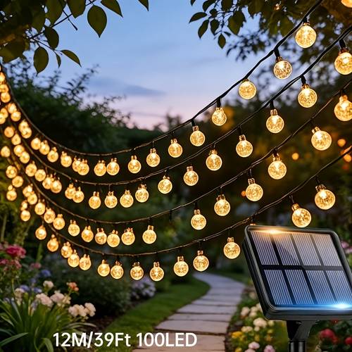 solar powered outdoor bubble ball lights 20 50 100 leds warm white spherical string lights 8 lighting string lights ip65 for garden shrubs patios valentines day wedding parties holidays and christmas